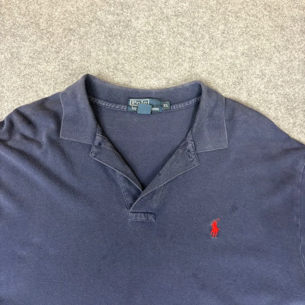 Polo Ralph Lauren Mens XL Navy Blue Long Sleeve Pique Polo Shirt Red Pony Logo